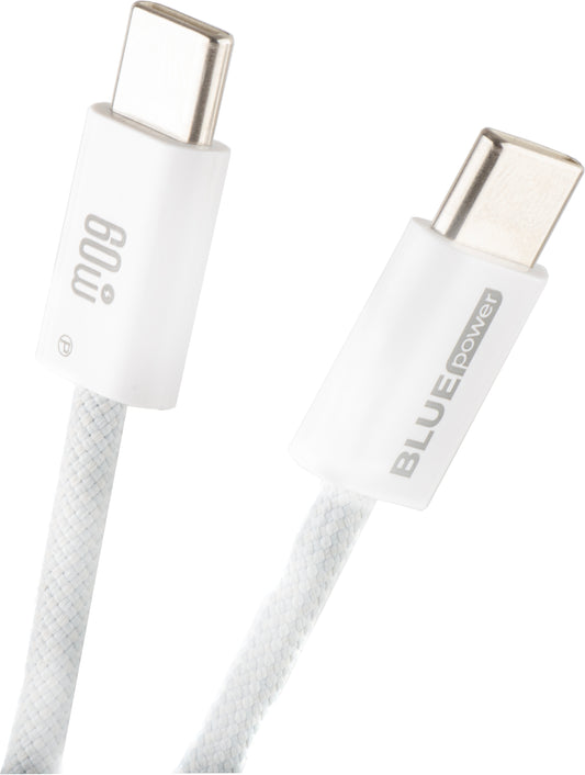 Kabel do danych i ładowania USB-C - USB-C Blue Power NB-Q273, 60W, 1m, Biały