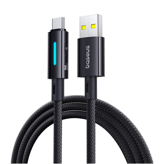Kabel do danych i ładowania USB-A - USB-C Baseus Lit Button Control, 100W, 2m, Czarny P10379002121-01