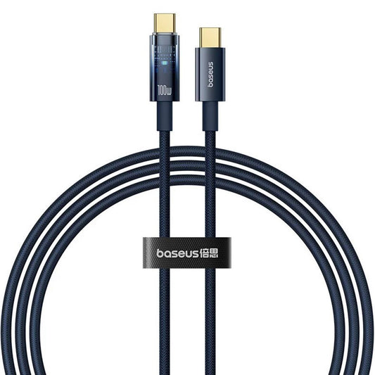 Kabel do danych i ładowania USB-C - USB-C Baseus Explorer, 100W, 1m, Granatowy P10319704321-00