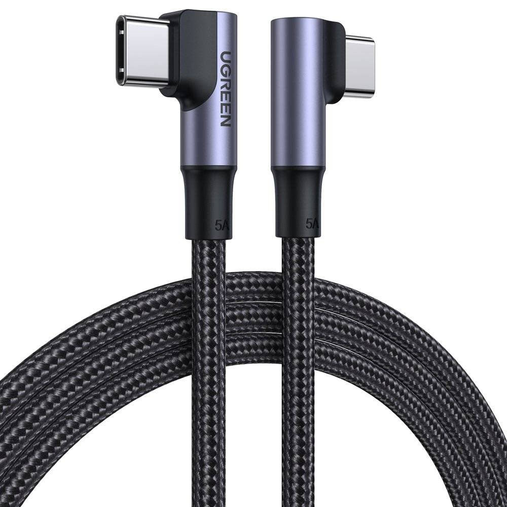 Kabel do danych i ładowania USB-C - USB-C UGREEN US335 Angled, 100W, 2m, Czarny