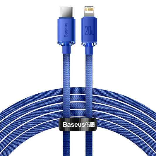 Kabel do danych i ładowania USB-C - Lightning Baseus Crystal Shine Series, 20W, 1.2m, Niebieski CAJY000203