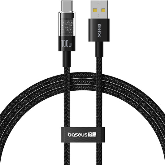 Kabel do danych i ładowania USB-A - USB-C Baseus Gem, 100W, 2m, Czarny P10373002111-01