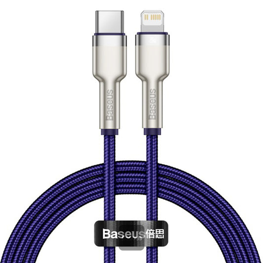 Kabel do danych i ładowania USB-C - Lightning Baseus Cafule Metal Series, 20W, 1m, Fioletowy CATLJK-A05