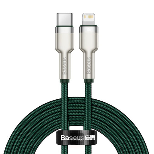 Kabel do danych i ładowania USB-C - Lightning Baseus Cafule Metal Series, 20W, 2m, Zielony CATLJK-B06