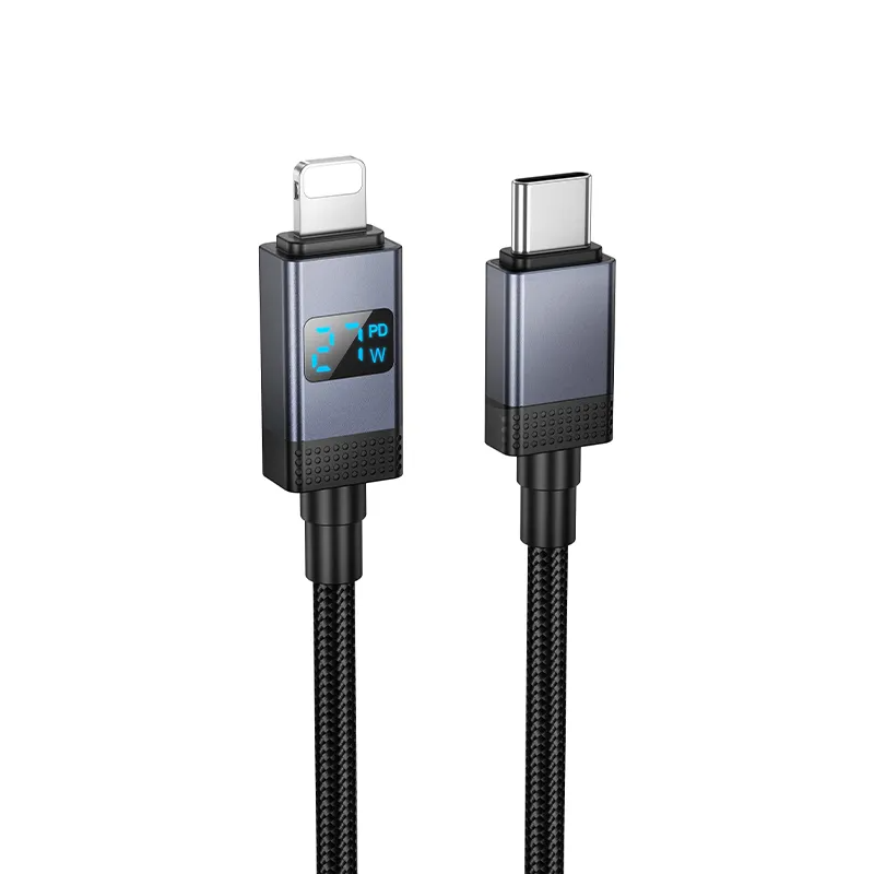 Kabel do danych i ładowania USB-C - Lightning HOCO X118 Display, 27W, 1m, Czarny