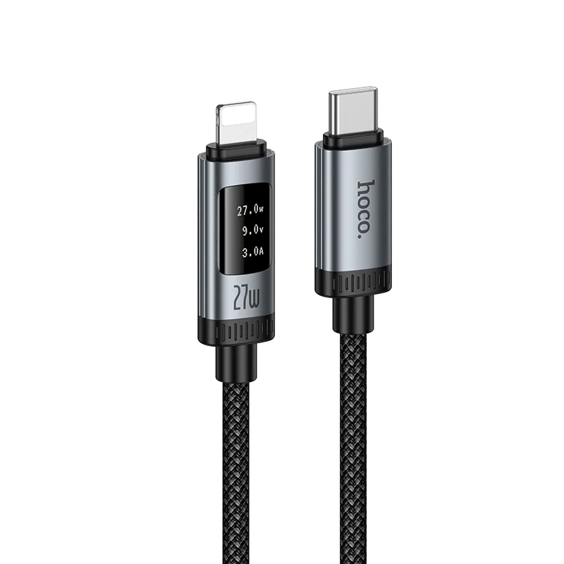 Kabel do danych i ładowania USB-C - Lightning HOCO Display U148, 27W, 1.2m, Czarny