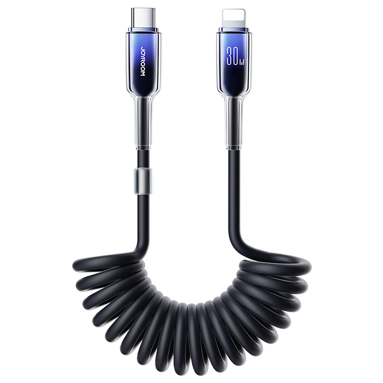 Kabel do danych i ładowania USB-C - Lightning Joyroom S-A43 Crystal, 30W, 1,5m, Czarny