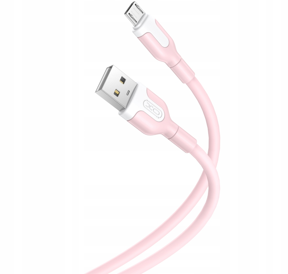 Kabel do danych i ładowania USB-A - microUSB XO Design NB212, 18W, 1m, Różowy