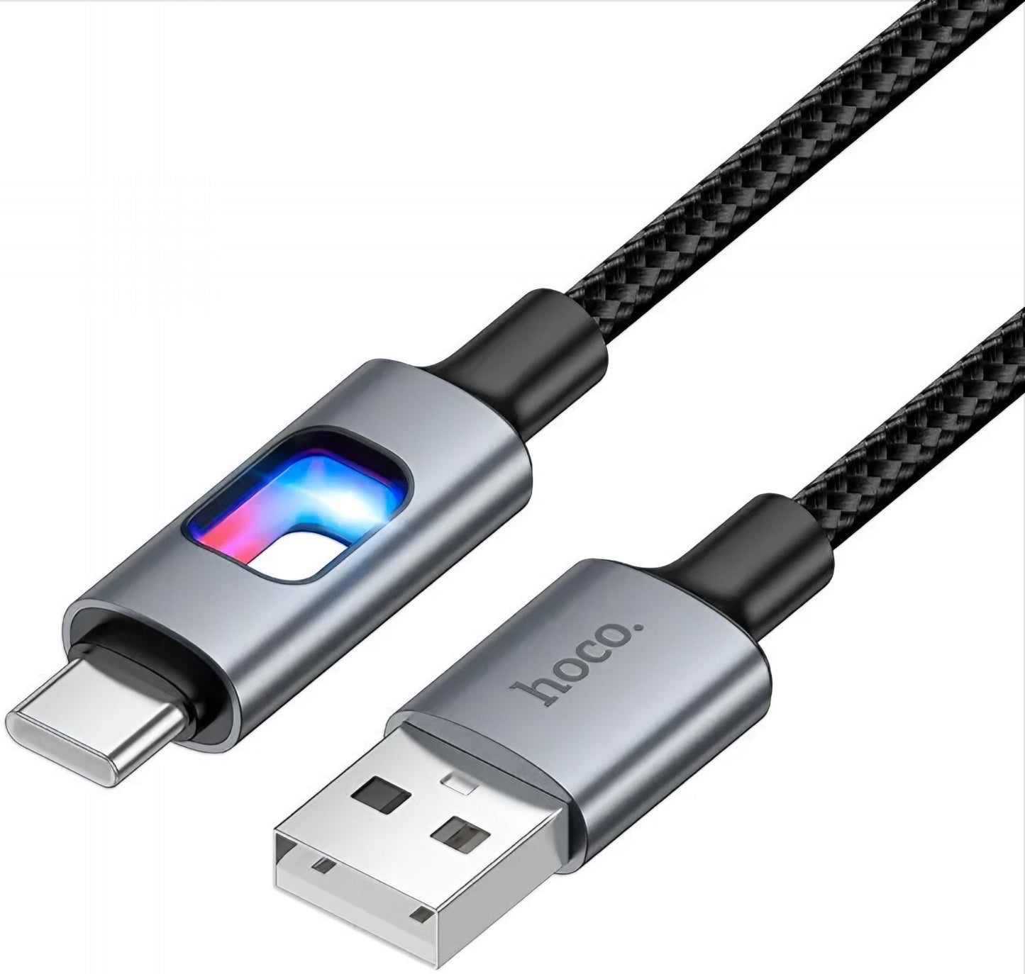 Kabel do danych i ładowania USB-A - USB-C HOCO U144 Led, 18W, 1.2m, Czarny