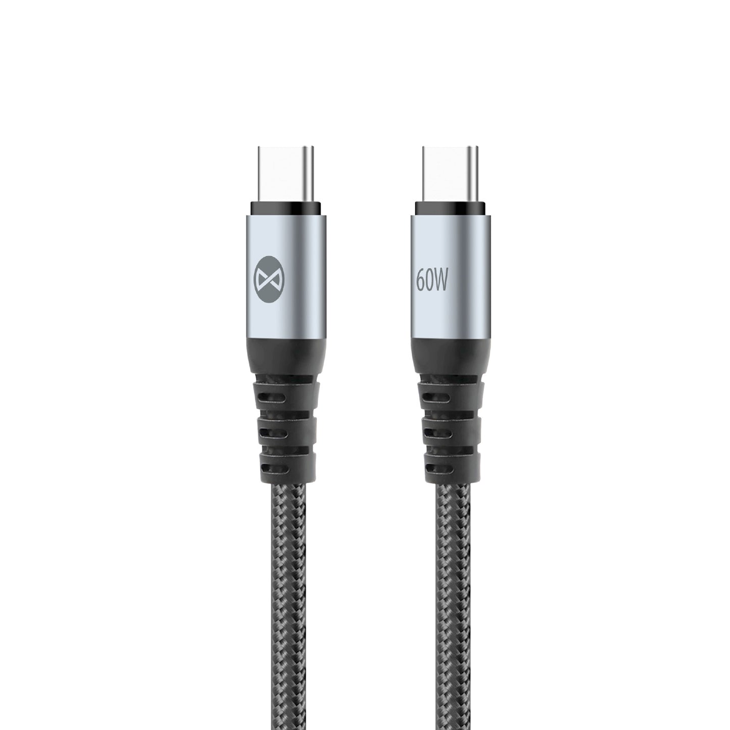 Kabel do danych i ładowania USB-C - USB-C Forever Braix, 60W, 1m, Czarny