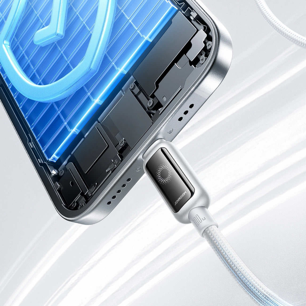 Kabel do danych i ładowania USB-C - USB-C Joyroom S-A55 StarFlight Display, 100W, 1.2m, Biały