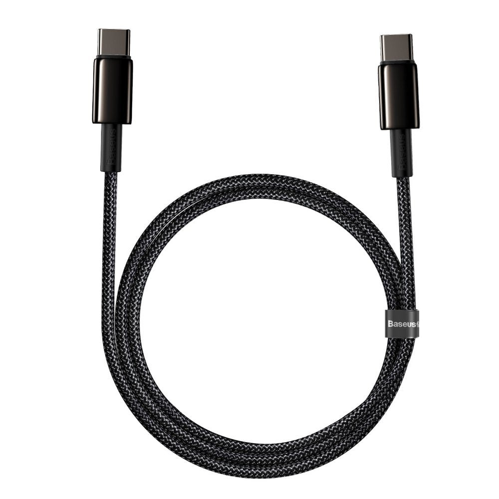 Kabel do danych i ładowania USB-C - USB-C Baseus Tungsten Gold, 100W, 1m, Czarny CATWJ-01
