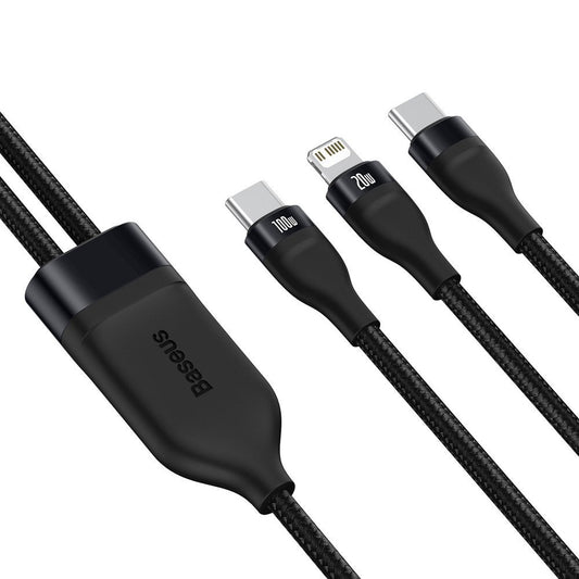 Kabel do danych i ładowania USB-C - Lightning / USB-C Baseus Flash Series 2w1, 100W, 1.2m, Czarny CA1T2-F01