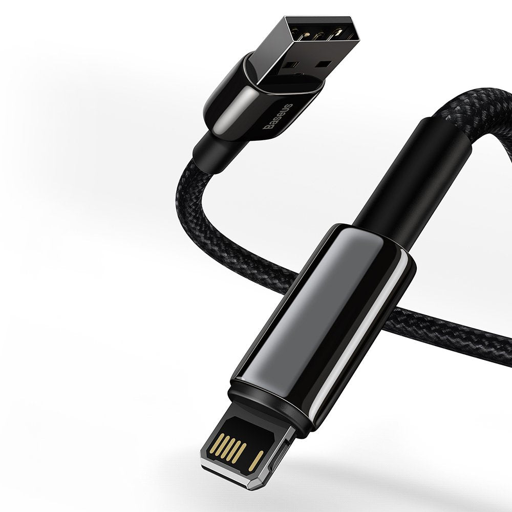 Kabel USB do ładowania i transmisji danych Lightning Baseus Tungsten Gold, 2m, 2.4A, Czarny CALWJ-A01