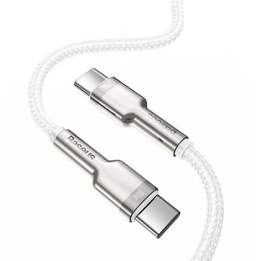 Kabel USB-C do ładowania i transmisji danych - USB-C Baseus Cafule, 100 W, 2 m, biały CATJK-D02