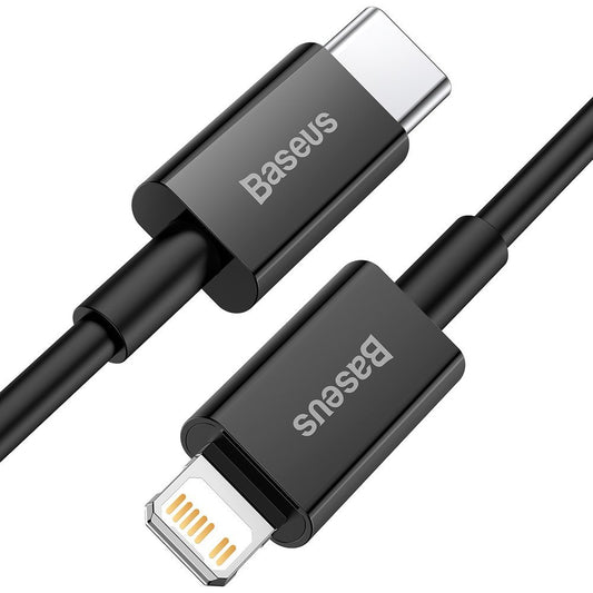 Kabel do ładowania i transmisji danych USB-C - Lightning Baseus Superior Series, 20 W, 1 m, czarny CATLYS-A01