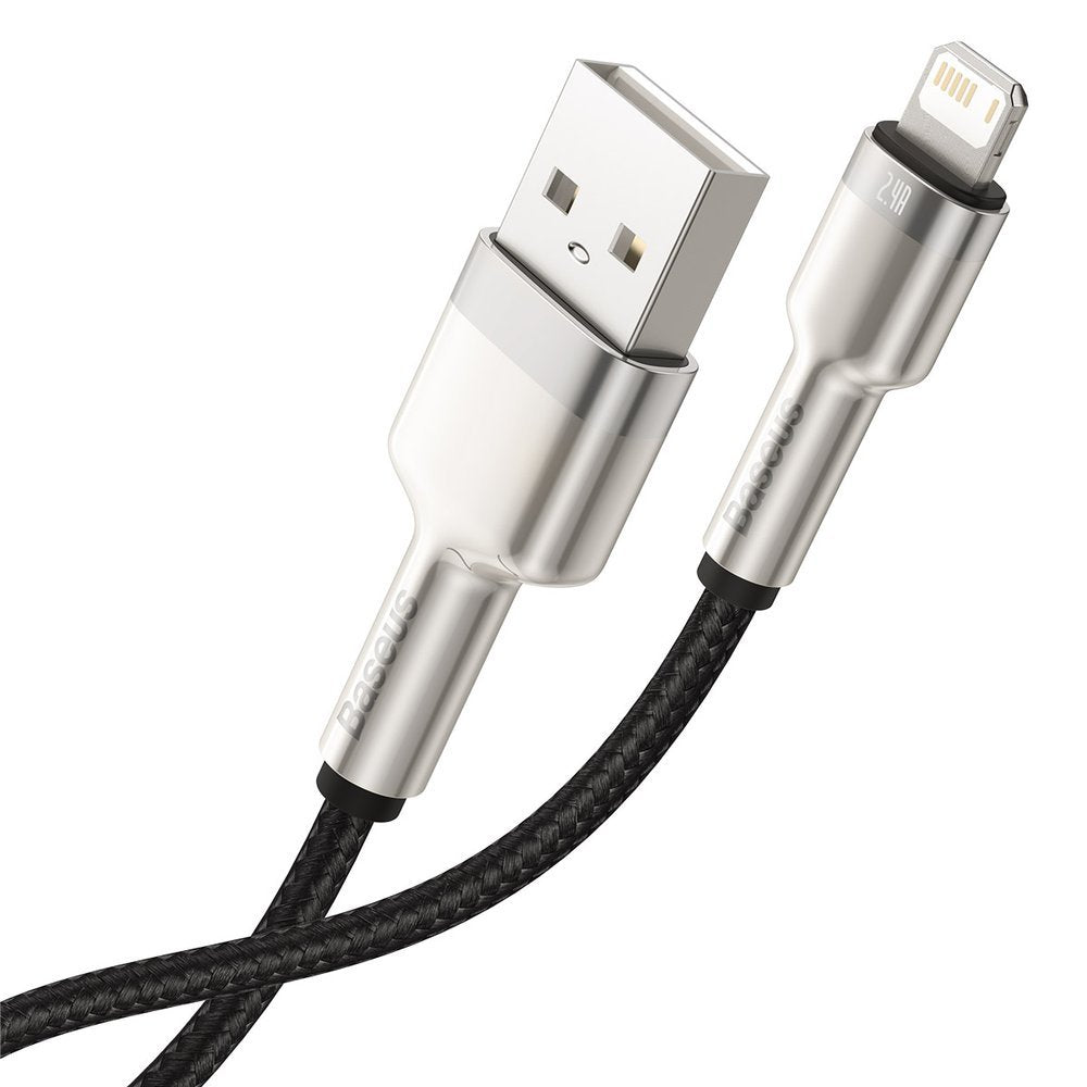 Kabel do przesyłu danych i ładowania USB-A - Lightning Baseus Cafule Metal Series, 18W, 1m, Czarny CALJK-A01