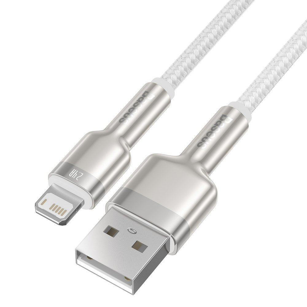 Kabel do przesyłu danych i ładowania USB-A - Lightning Baseus Cafule Metal Series, 18W, 1m, biały CALJK-A02