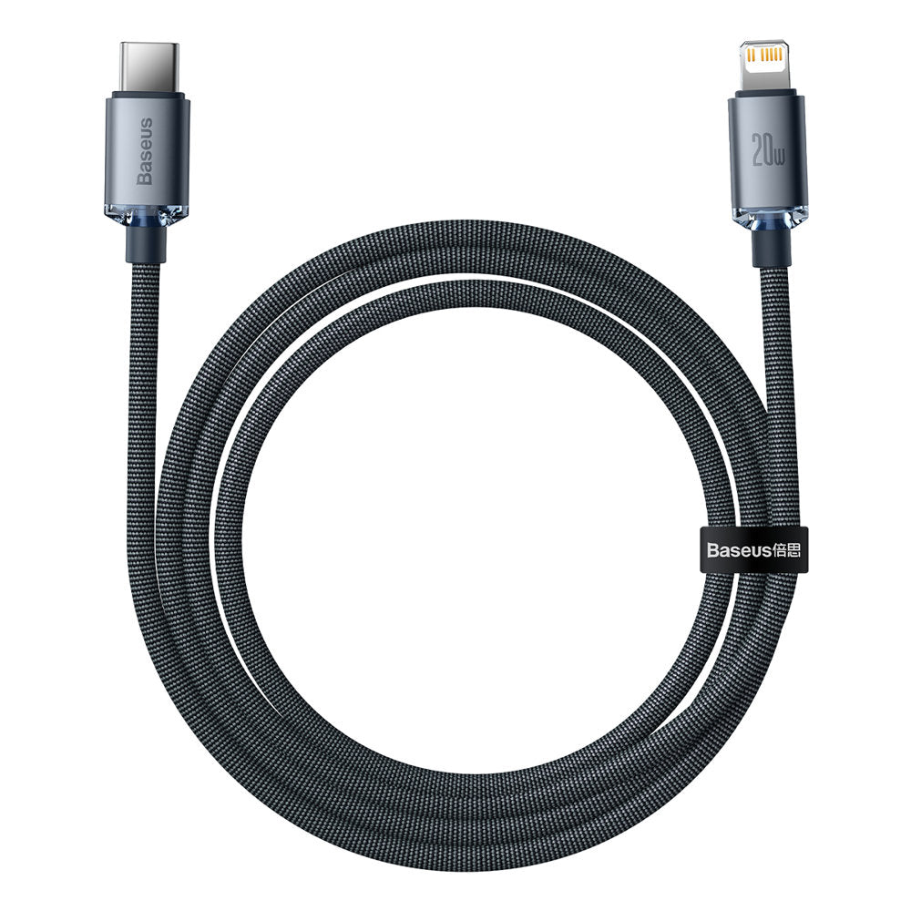 Kabel USB-C - Lightning Baseus Crystal Shine Series, 20W, 1.2m, Czarny CAJY000201