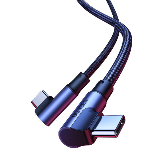 Kabel USB-C do ładowania i transmisji danych - USB-C UGREEN US335 kątowy, 100 W, 1 m, czarny