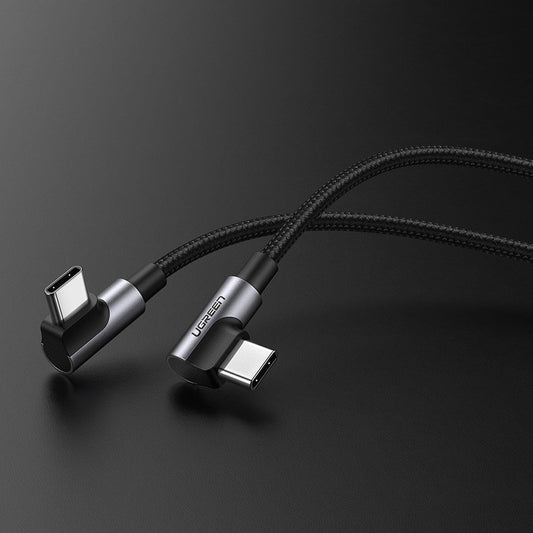Kabel USB-C do ładowania i transmisji danych - USB-C UGREEN US323 USB-C Angled, 60W, 1m, czarny