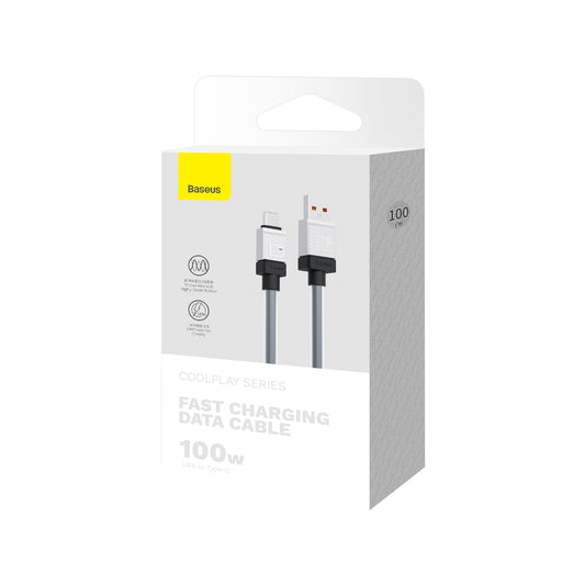 Kabel USB-A - USB-C Baseus CoolPlay do danych i ładowania, 100W, 1m, Czarny CAKW000601