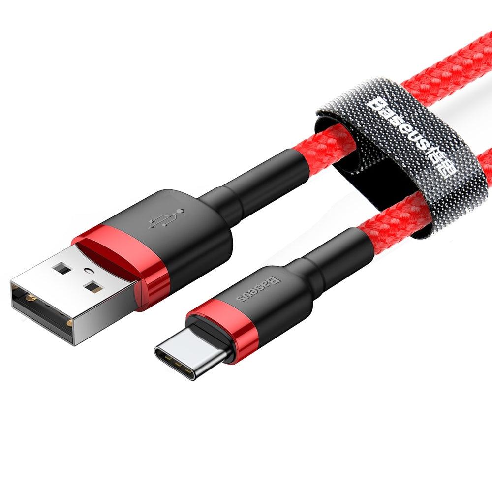 Kabel do danych i ładowania USB-A - USB-C Baseus Cafule, 60W, 0,5m, Czerwony CATKLF-A09