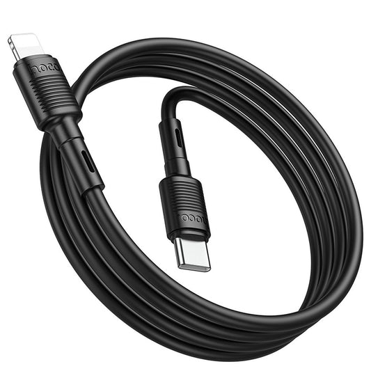 Kabel do ładowania i transmisji danych HOCO X83 Victory USB-C - Lightning, 20 W, 1 m, czarny