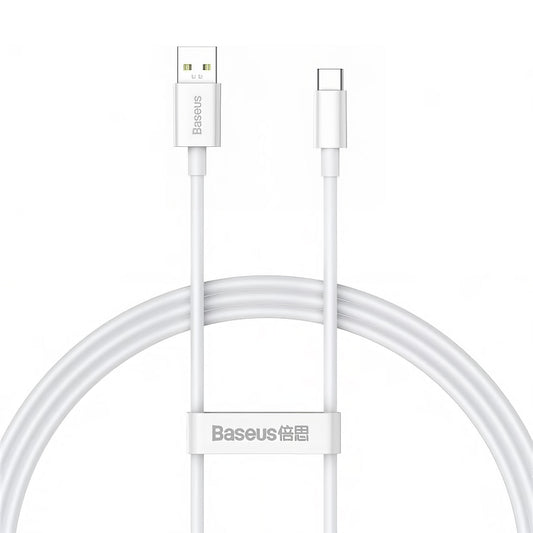 Kabel do ładowania i transmisji danych USB-A - USB-C Baseus Superior Series, 65 W, 1 m, biały CAYS000902