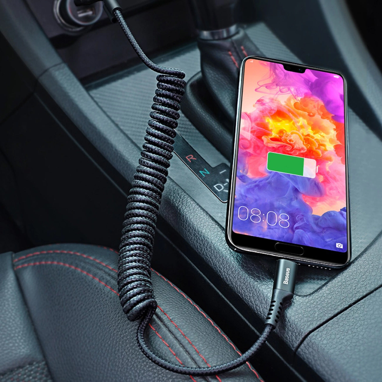 Kabel do transmisji danych i ładowania USB-A - USB-C Baseus Fish Eye Spring, 18 W, 1 m, czarny CATSR-01 CATSR-01