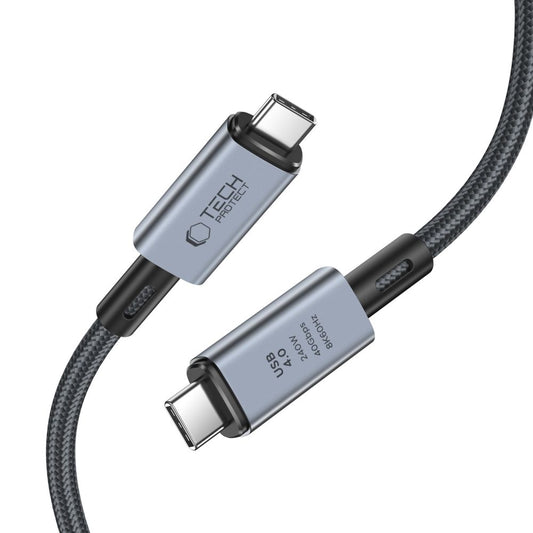 Kabel USB-C do ładowania i transmisji danych - USB-C Tech-Protect Ultraboost Max, 240 W, 2 m, szary