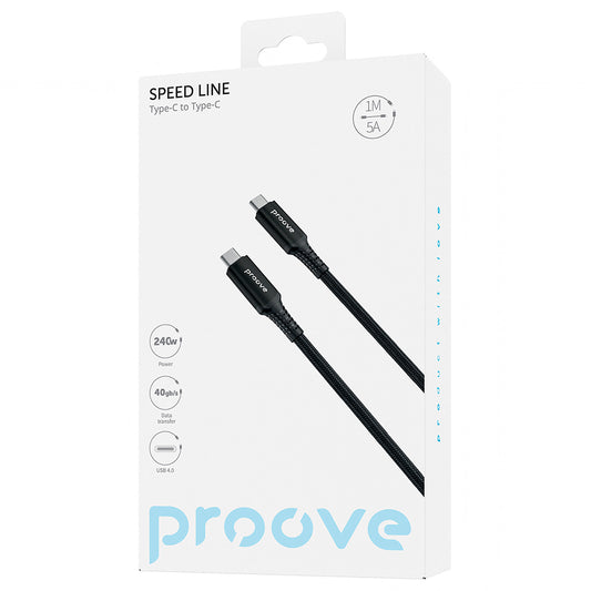 Kabel do danych i ładowania USB-C - USB-C Proove Speed Line, 240W, 1m, Czarny