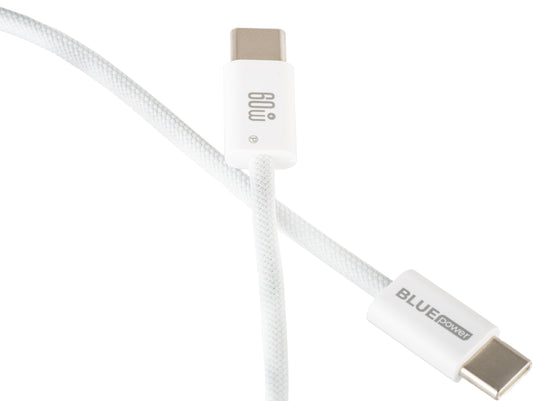 Kabel do danych i ładowania USB-C - USB-C Blue Power NB-Q273, 60W, 1m, Biały