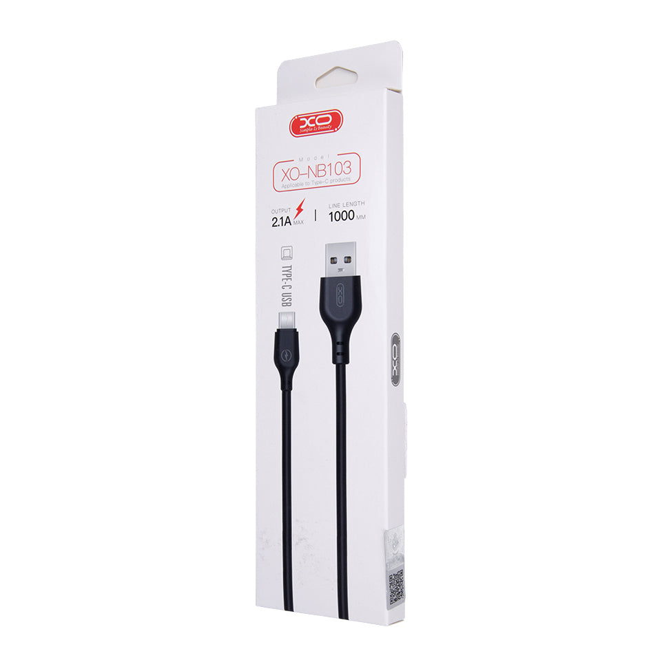 Kabel do danych i ładowania USB-A - USB-C XO Design NB103, 18W, 1m, Czarny