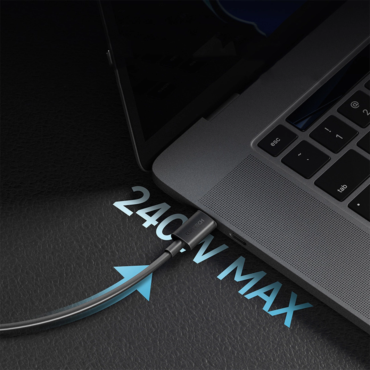 Kabel USB-C do danych i ładowania - USB-C Cuktech, 240W, 1.5m, Czarny CKCTC615NCBK