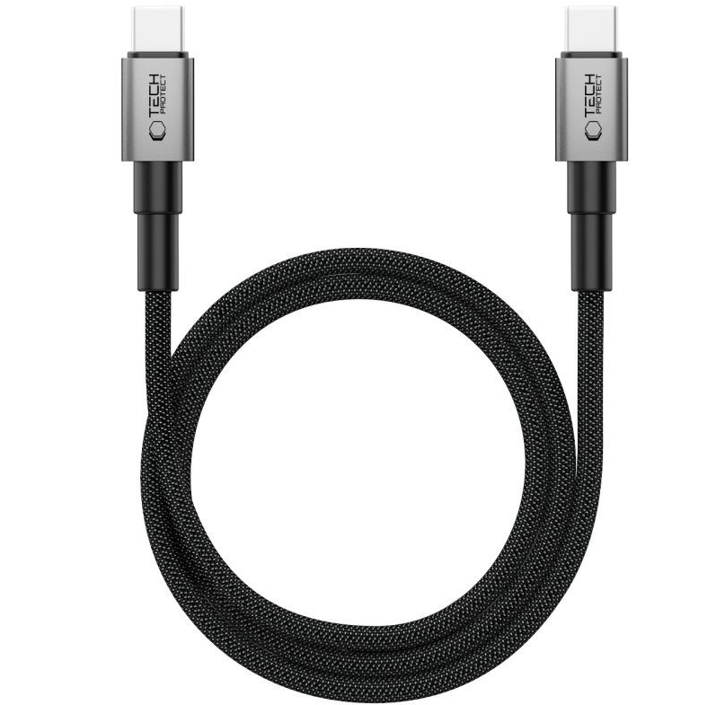 Kabel do danych i ładowania USB-C - USB-C Tech-Protect Ultraboost DNA MagTwist, 100W, 1m, Szary