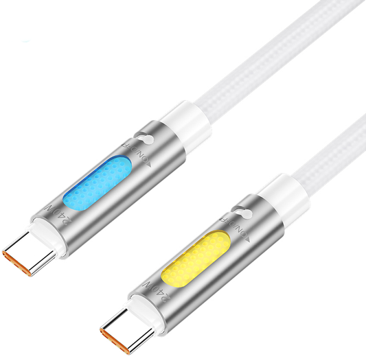 Kabel do przesyłu danych i ładowania USB-C - USB-C BWOO X325C-C Led, 240W, 1,2m, biały