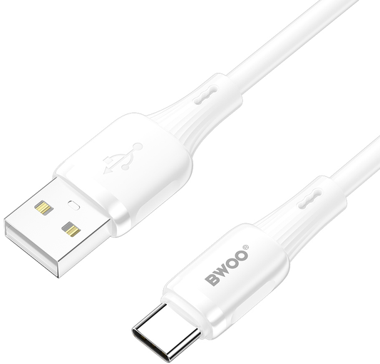 Kabel do przesyłu danych i ładowania USB-A - USB-C BWOO X329C, 18W, 1m, biały