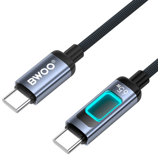 Kabel do przesyłu danych i ładowania USB-C - USB-C BWOO X324CC Display, 65W, 1m, Czarny