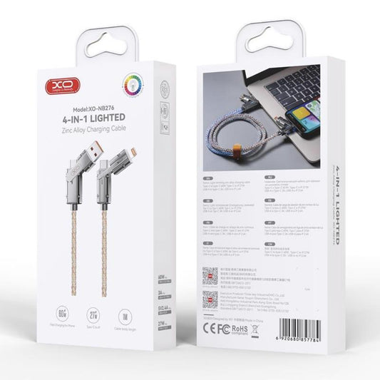 Kabel do danych i ładowania USB-C / USB-A - USB-C / Lightning XO Design NB276, 60W, 1m, Szary
