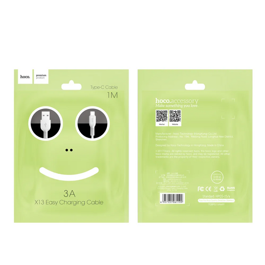 Kabel do danych i ładowania USB-A - USB-C HOCO X13 Easy, 18W, 1m, Czarny
