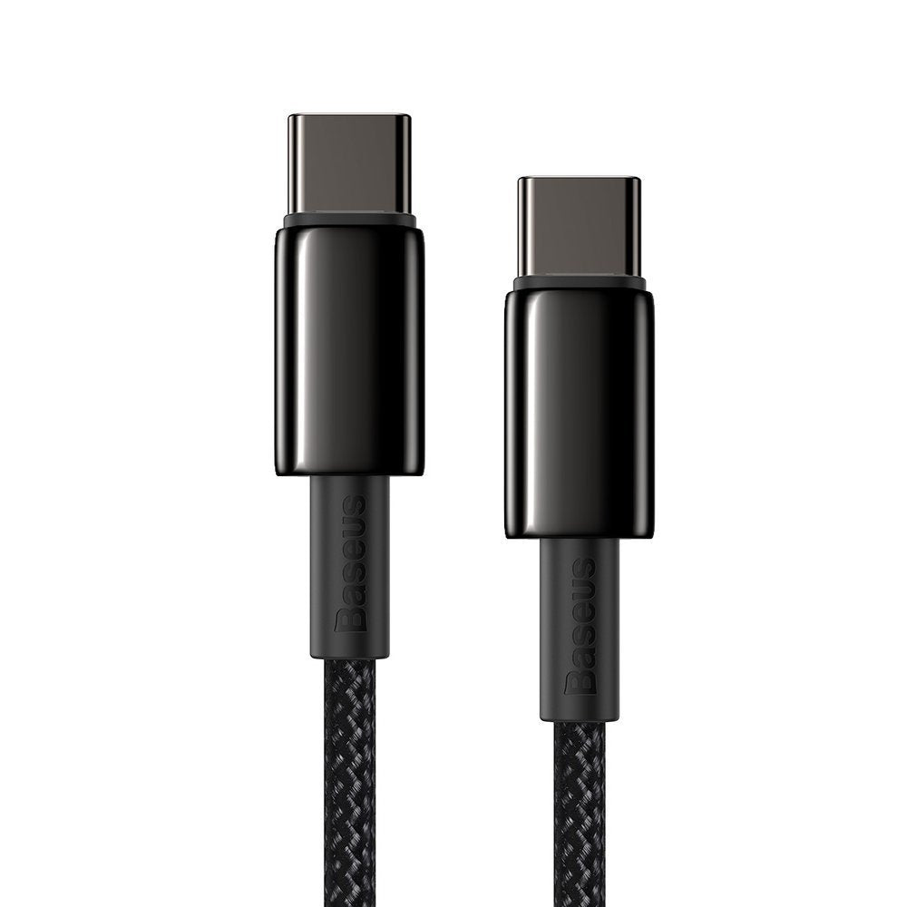 Kabel do danych i ładowania USB-C - USB-C Baseus Tungsten Gold, 100W, 1m, Czarny CATWJ-01