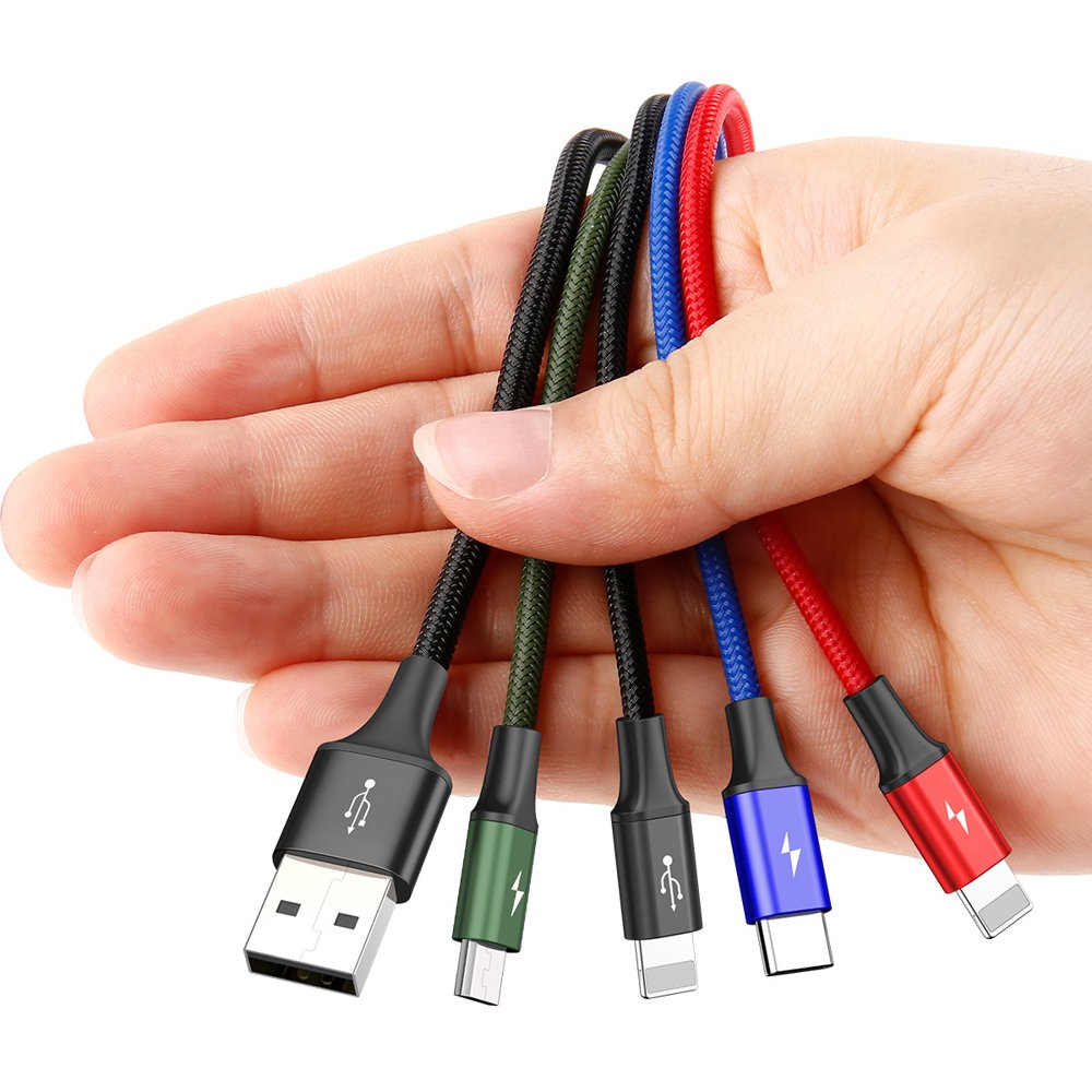 Kabel Ładowania USB-A - 2 x Lightning / microUSB / USB-C Baseus Rapid 4in1, 20W, 1.2m, Czarny CA1T4-A01