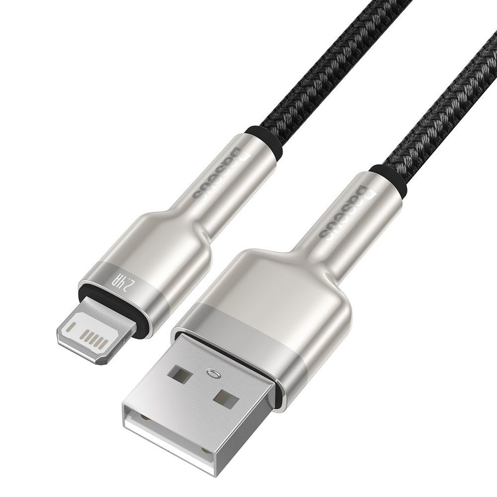 Kabel do przesyłu danych i ładowania USB-A - Lightning Baseus Cafule Metal Series, 18W, 1m, Czarny CALJK-A01