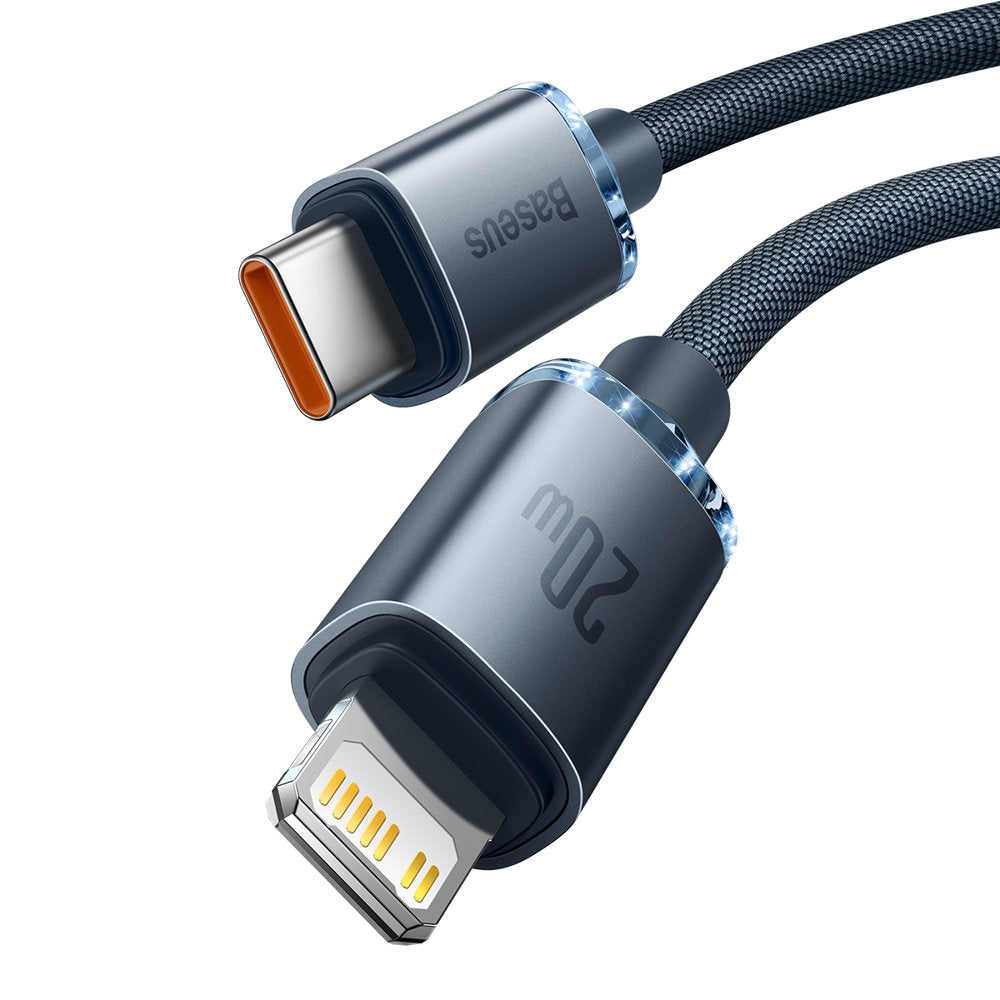 Kabel USB-C - Lightning Baseus Crystal Shine Series, 20W, 1.2m, Czarny CAJY000201