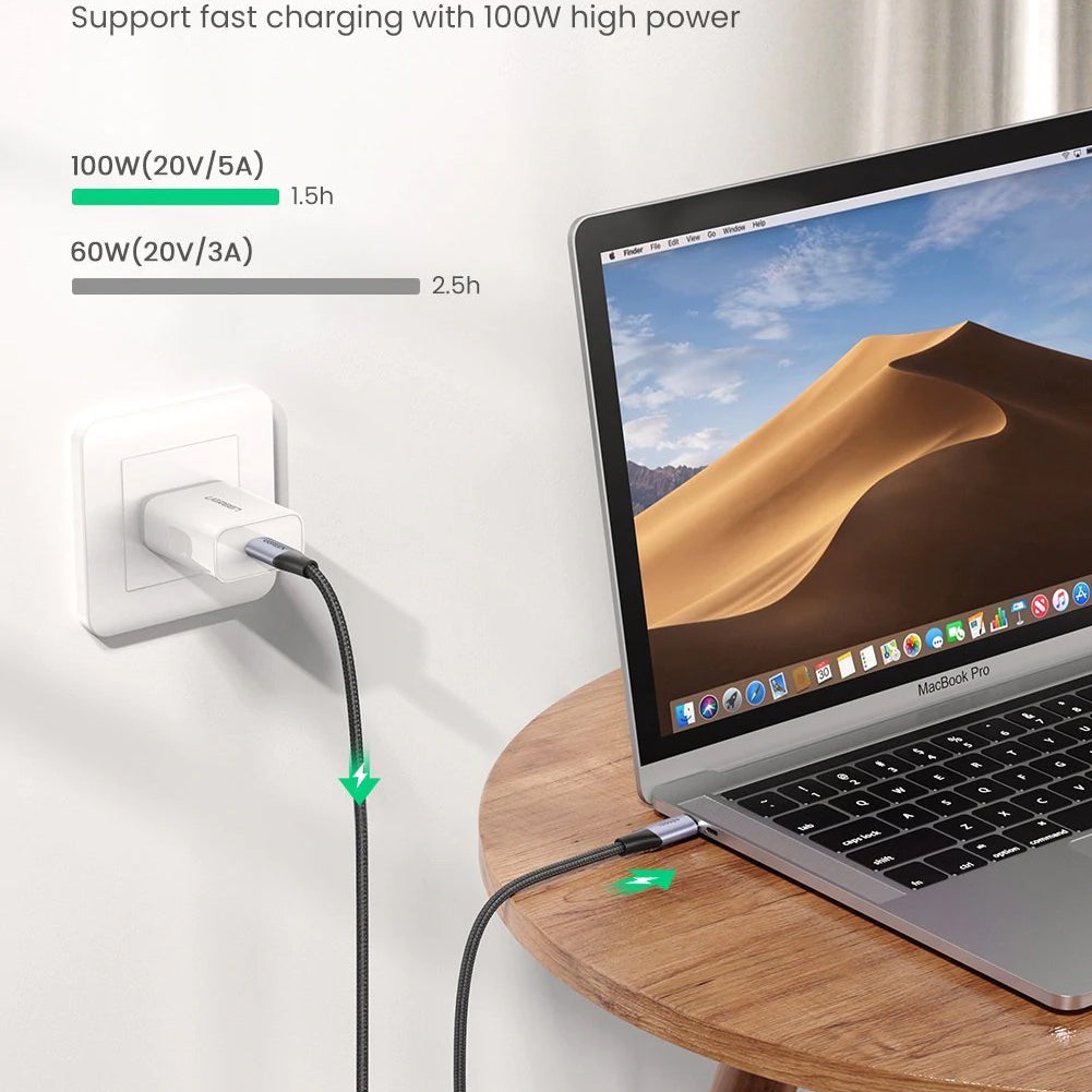 Kabel USB-C do transmisji danych i ładowania - USB-C UGREEN US355, 100W, 1m, czarny