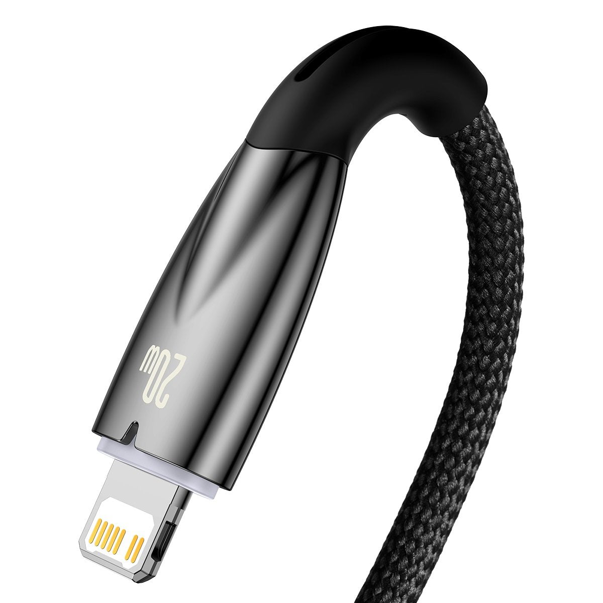 Kabel Baseus Glimmer Series USB-C - Lightning do ładowania i transmisji danych, 20 W, 2 m, czarny CADH00010101