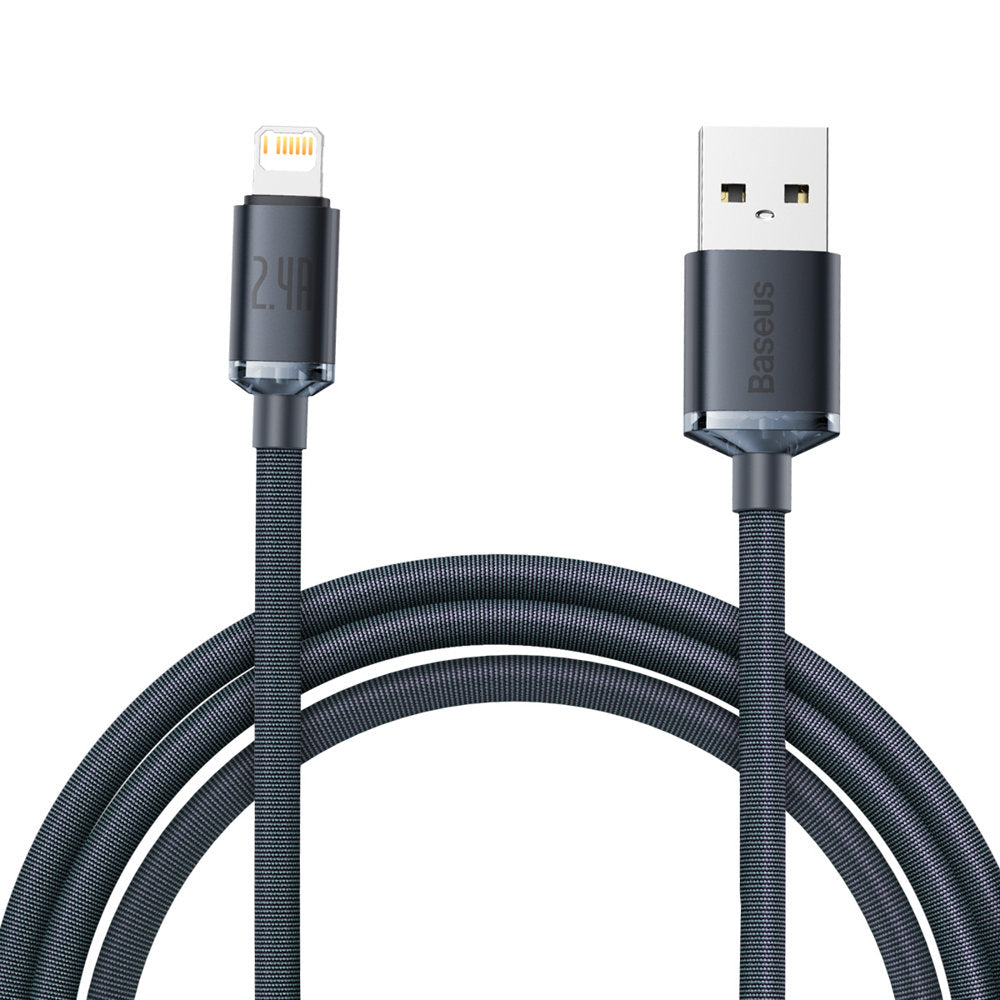 Kabel Baseus Crystal Shine Series USB-A - Lightning do ładowania i transmisji danych, 18 W, 2 m, czarny CAJYY00010101