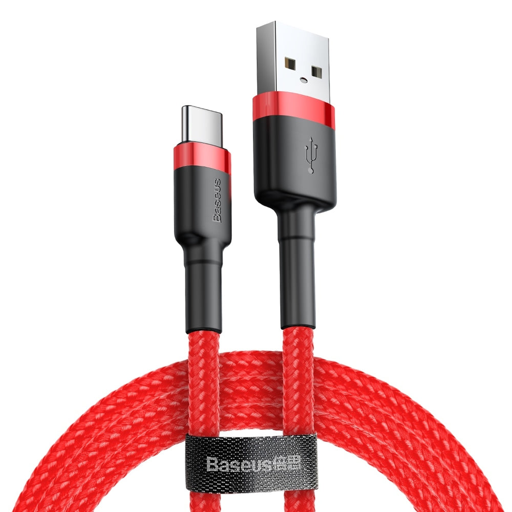 Kabel do danych i ładowania USB-A - USB-C Baseus Cafule, 60W, 0,5m, Czerwony CATKLF-A09