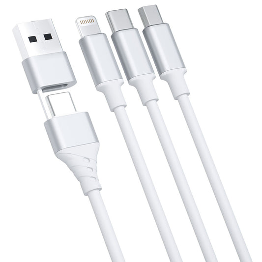 Kabel Ładowania USB-A / USB-C - Lightning / microUSB / USB-C 3MK Hyper 3in1, 12W, 1.5m, Biały
